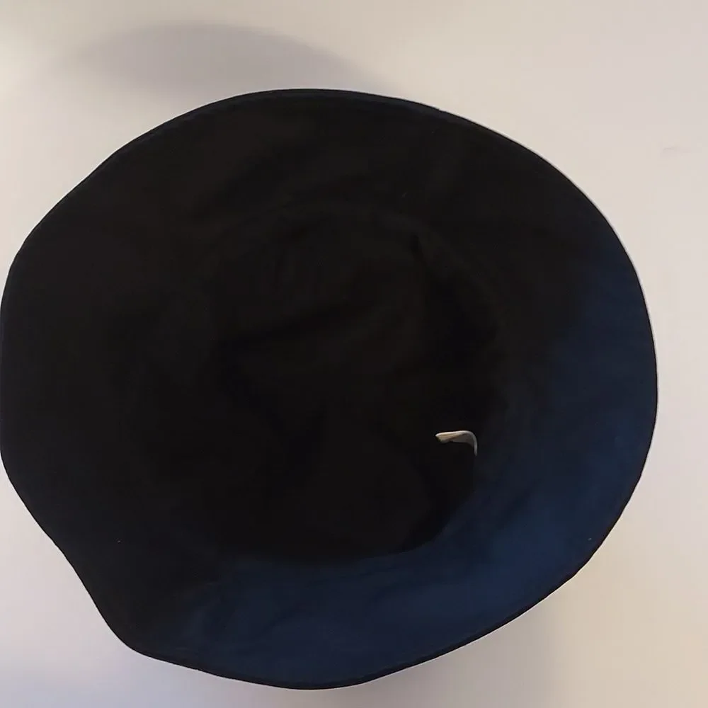 Black Cloche Bucket Hat with Tortoiseshell Buckle Women's Packable Hat